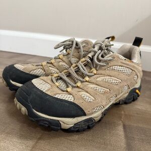 Merrell Moab Ventilator Oxford Hiking Shoe Vibram Sole Women‎ 8.5 Tan Lace Up